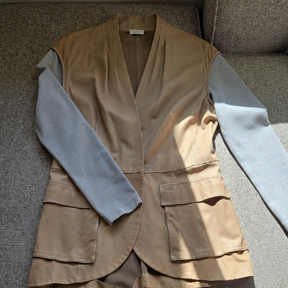 Brunello Cucinelli Tan and Gray Women's Blazer